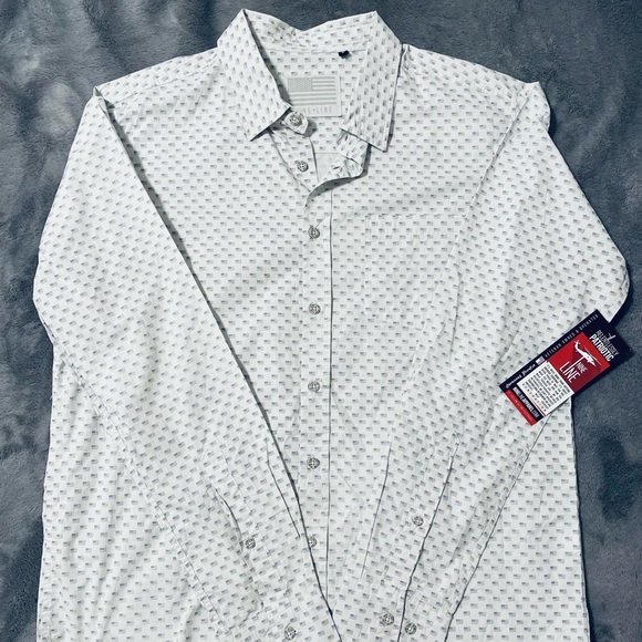Men’s White Nine Line Button Down - Picture 2 of 8